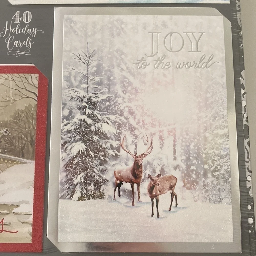 NEW SEALED BOX SET 40 Holiday Christmas Cards Self-Sealing Envelopes & Stickers